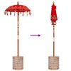 vidaXL Parasol with Base Red 95 x 95 x 260 cm Cotton and Wood