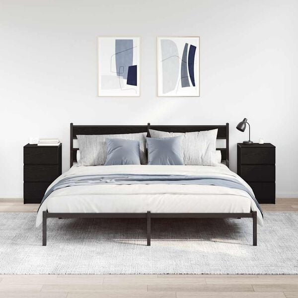 vidaXL Bedside Cabinets with 3 Drawers 2 pcs Black 39x35x65 cm