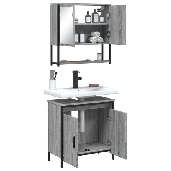 vidaXL 2 Piece Bathroom Furniture Set Grey Sonoma Engineered Wood
