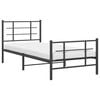 vidaXL Metal Bed Frame without Mattress with Footboard Black 90x200cm