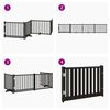 vidaXL Dog Gate with Door Foldable 4 Panels Black 320 cm Solid Wood Fir