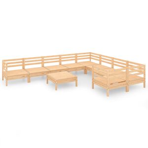 vidaXL 10 Piece Garden Lounge Set Solid Wood Pine