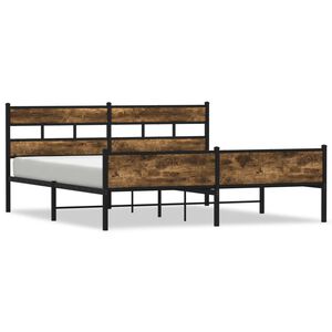 vidaXL Metal Bed Frame without Mattress Smoked Oak 180x200 cm Super King