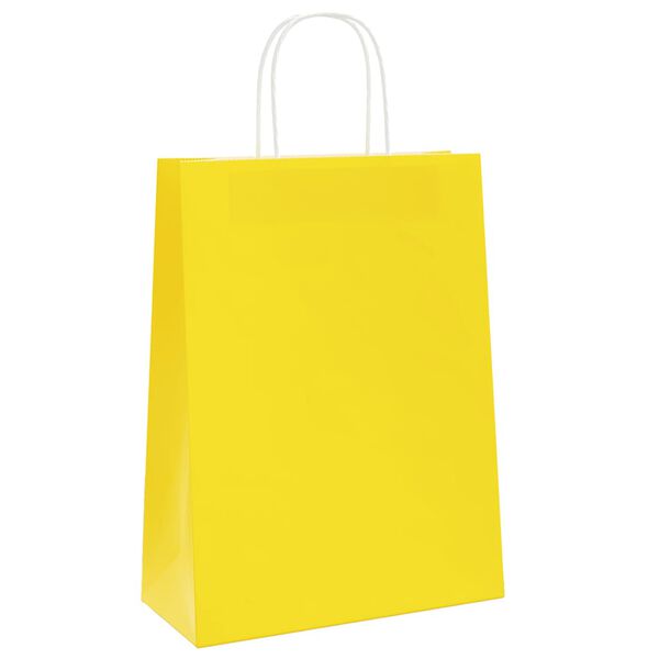 vidaXL Paper Bags 250 pcs with Handles Yellow 26x12x35 cm