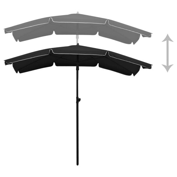 vidaXL Garden Parasol with Pole 200x130 cm Black