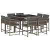 vidaXL 9 Piece Garden Dining Set with Cushions Grey Poly Rattan