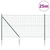 vidaXL Fence with Post Green 1.2 x 25 m Steel