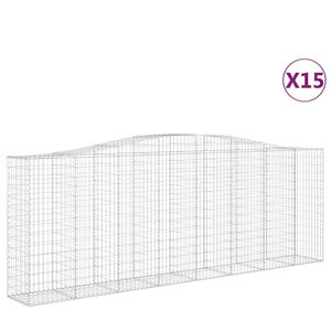 vidaXL Arched Gabion Baskets 15 pcs 400x50x140/160 cm Galvanised Iron