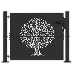 vidaXL Garden Gate 110 x 105 cm Powder-coated steel Black Lockable