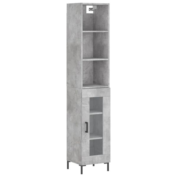 vidaXL Highboard Concrete Grey 34.5x34x180 cm Engineered Wood