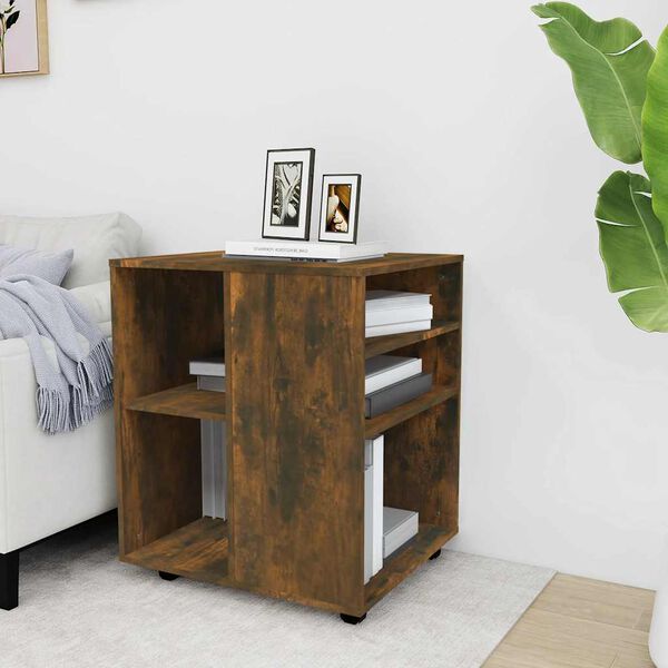 vidaXL Rolling Cabinet Smoked Oak 60x53x72 cm Engineered Wood