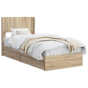 vidaXL Bed Frame with Storage and Headboard Sonoma Oak 90 x 190 cm