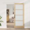 vidaXL Sliding Door Natural 86 x 211 cm Solid Pine Wood and Glass