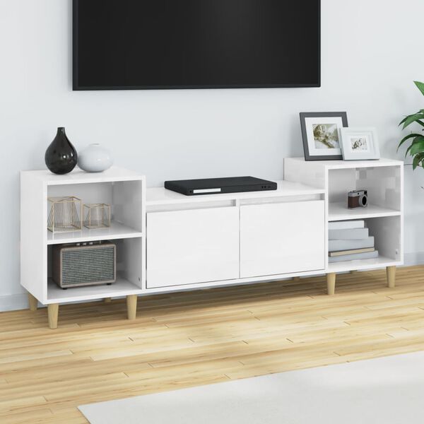 vidaXL TV Cabinet High Gloss White 160x35x55 cm Engineered Wood