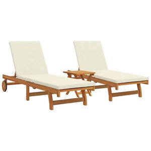 vidaXL Sun Lounger 3 pcs Solid Acacia Wood Brown