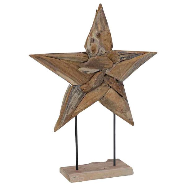 vidaXL Christmas Star Brown 59.5 x 18 x 74 cm Solid Teak Wood