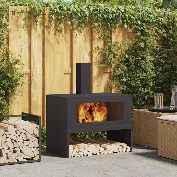 vidaXL Fire Pit Black 80 x 50 x 96 cm Cold-rolled Steel