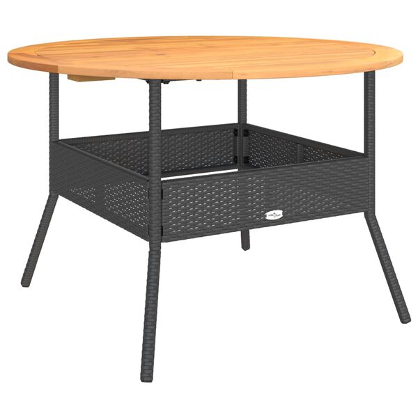 vidaXL Garden Table with Acacia Wood Top Black &Oslash;110x71 cm Poly Rattan