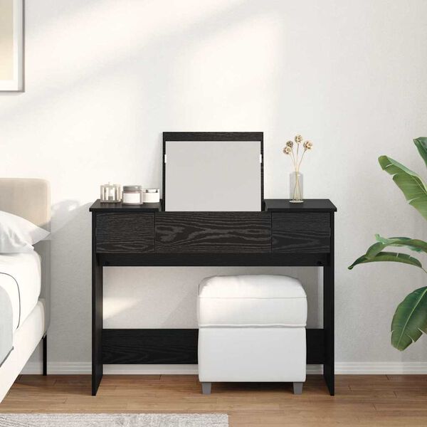 vidaXL Cosmetic Table with Drawer Black Oak 100 x 45 x76 cm
