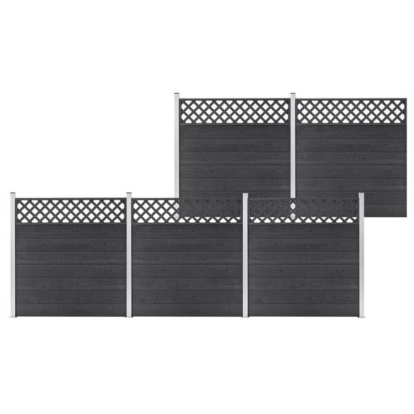 vidaXL WPC Fence Set 5 Square 872x185 Grey