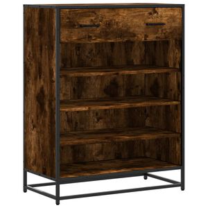 vidaXL Shoe Cabinet Smoked Oak 75x38x97.5 cm Engineered Wood and Metal