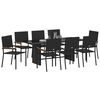 vidaXL Garden Dining Set 9 pcs Black Poly Rattan