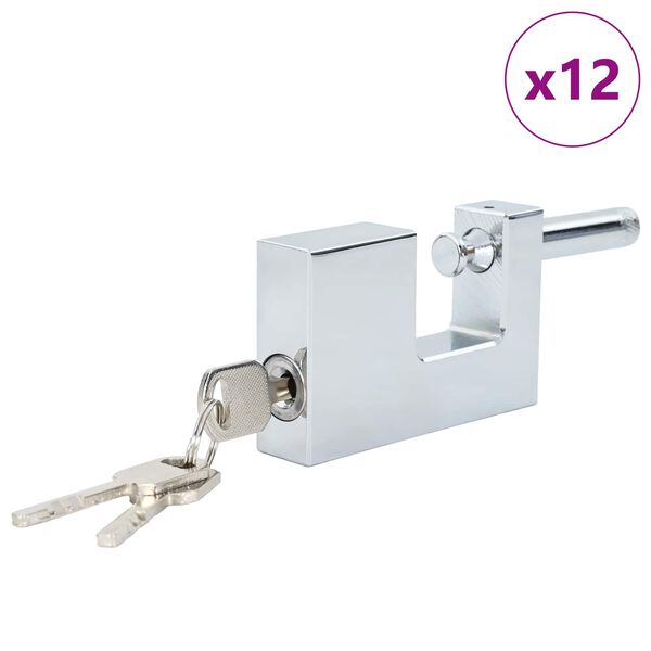 vidaXL Padlock 12 pcs Silver 7.8 x 2 x 5 cm Iron