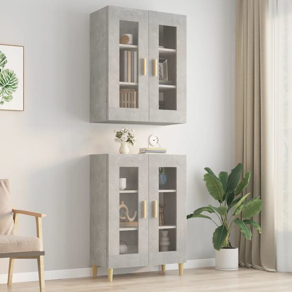 vidaXL Hanging Wall Cabinet Concrete Grey 69.5x34x90 cm