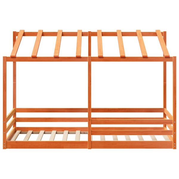 vidaXL Kids' Bed with Roof Wax Brown 100x200 cm Solid Wood Pine