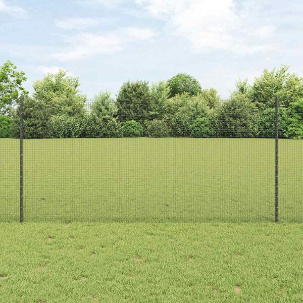 vidaXL Fence with Post Grey 1.2 x 10 m Steel and PVC