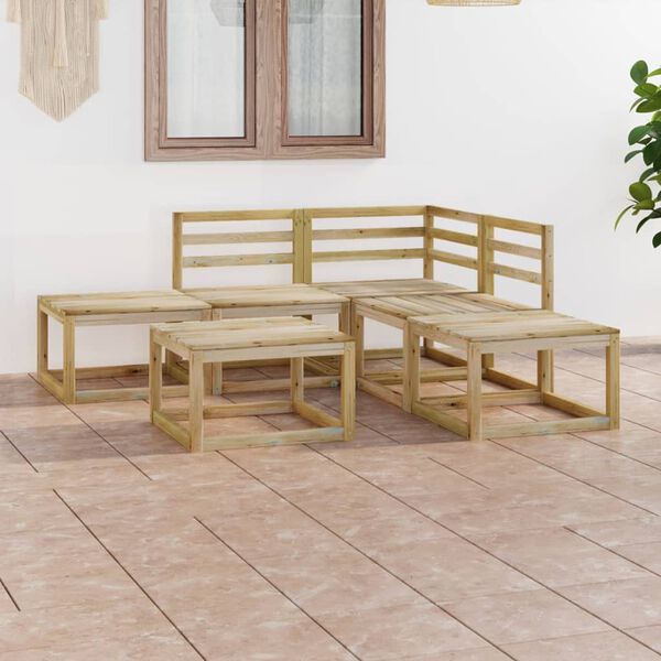 vidaXL 6 Piece Garden Lounge Set Green Impregnated Pinewood