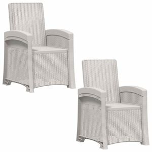 vidaXL Reclining Garden Chair Rattan Look 2 pcs White PP