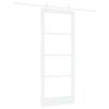 vidaXL Sliding Door White 83 x 202 cm Solid Pine Wood and Glass