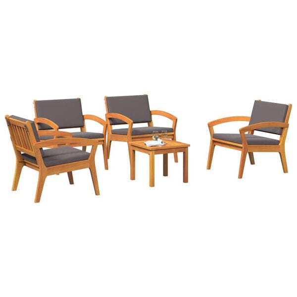 vidaXL Bistro Set 5 pcs Brown 59.5 x 70.5 x 72.5 cm Polyester