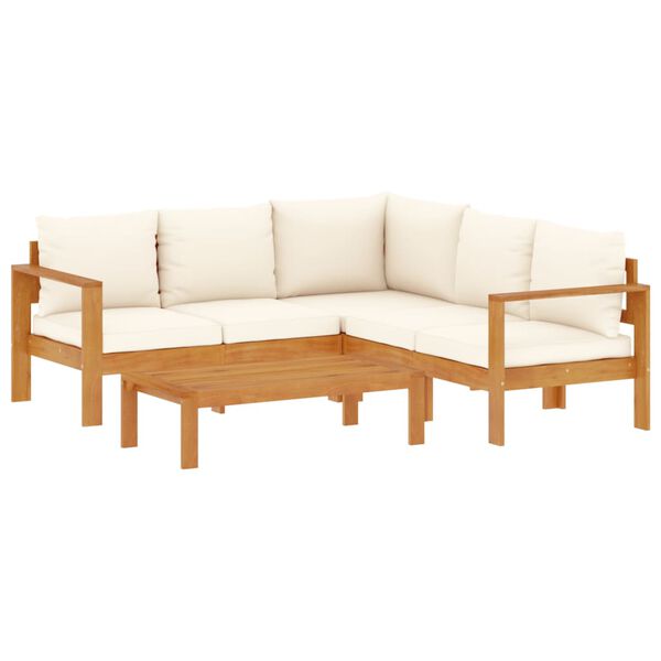 vidaXL 4 Piece Garden Sofa Set with Cushions Solid Wood Acacia