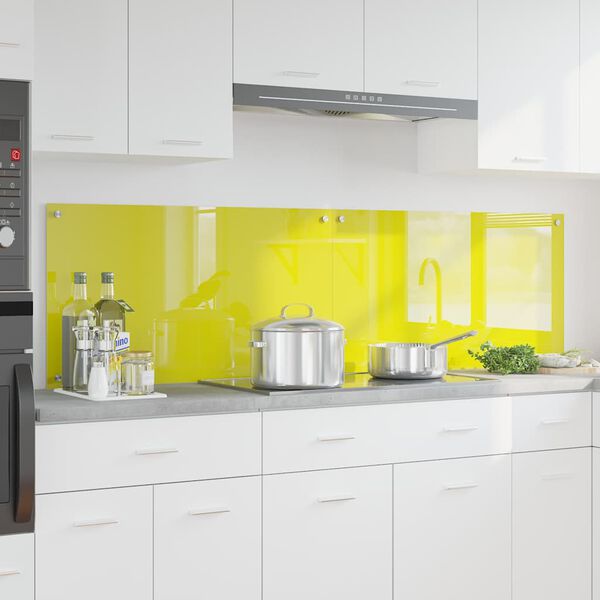 vidaXL Kitchen Backsplash 2 pcs Yellow 90 x 50 cm Tempered Glass