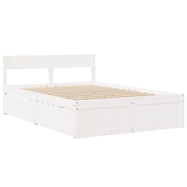 vidaXL Bed Frame without Mattress White 135x190 cm Double Solid Wood Pine