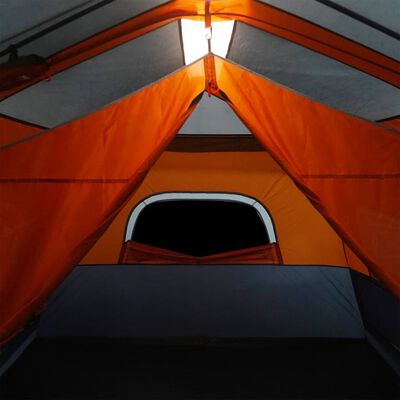 vidaXL Family Tent with LED 9-Person Light Grey and Orange Quick Release
