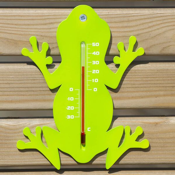 Nature Outdoor Wall Thermometer Frog Green