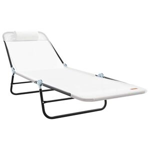 vidaXL Folding Sun Lounger Folding Cream 182 x 55 x 85.5 cm Textilene