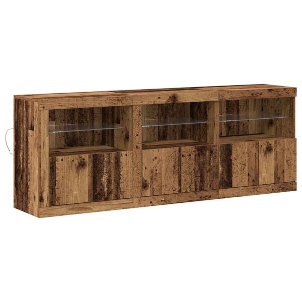 vidaXL LED Sideboard Old Wood 181 x 37 x 67 cm Engineered Wood