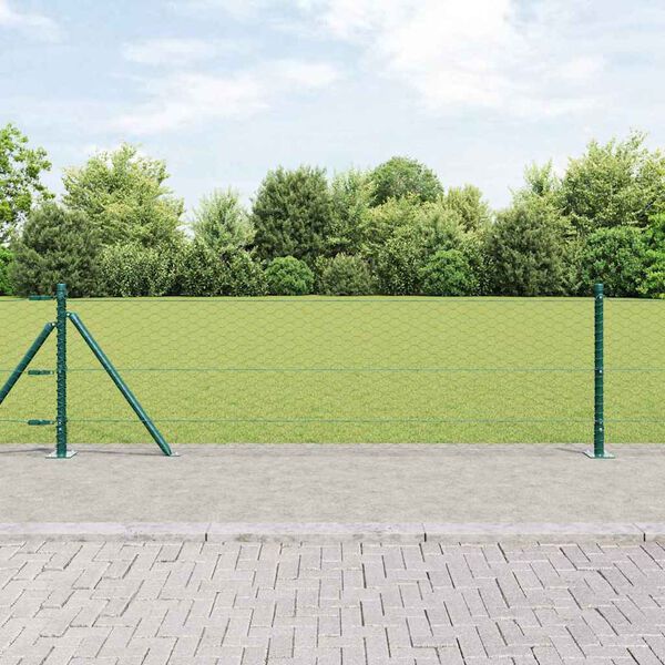 vidaXL Fence Post Green 25 x 0.6 m (36 mm mesh) Steel and PVC