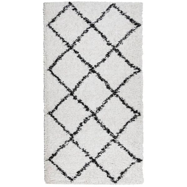 vidaXL Shaggy Rug PAMPLONA High Pile Modern Cream and Black 60x110 cm