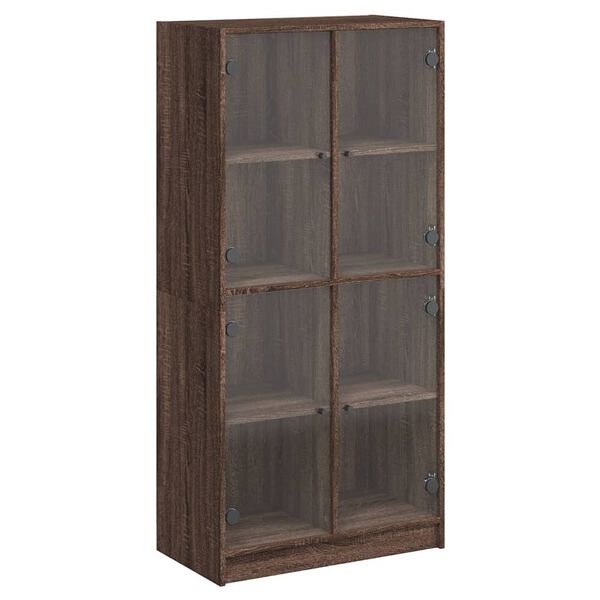 vidaXL Highboard with Doors Brown Oak 68x37x142 cm Engineered Wood