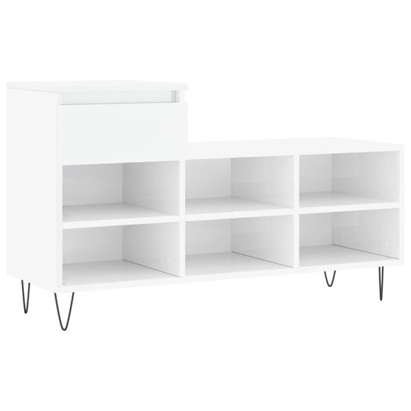 vidaXL Shoe Cabinet High Gloss White 102x36x60 cm Engineered Wood