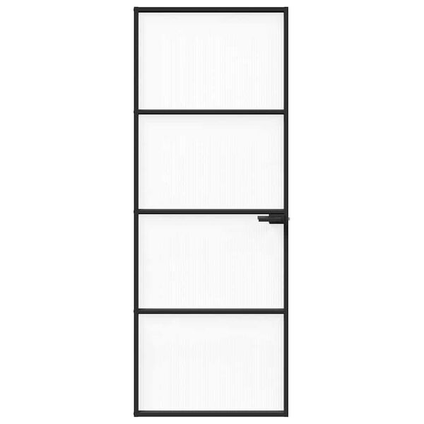 vidaXL Interior Door Black 76x201,5 cm Tempered Glass & Aluminium Slim