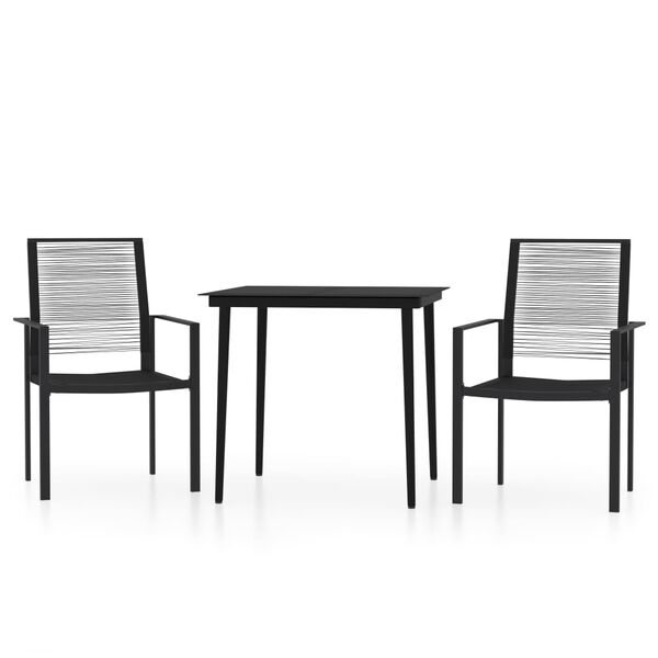 vidaXL 3 Piece Garden Dining Set Black