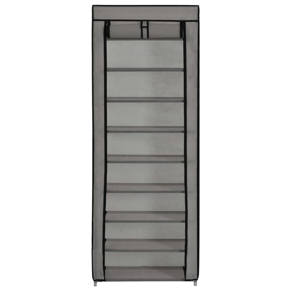 vidaXL Shoe Cabinet with Cover Grey 57x29x162 cm Fabric