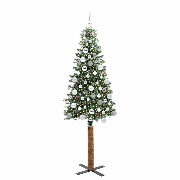 vidaXL Slim Christmas Tree Green 180 cm PVC and Solid Pine wood