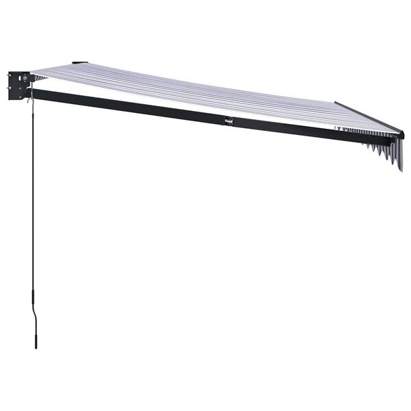 vidaXL Retractable Awning Blue and White 3x2.5 m Fabric and Aluminium